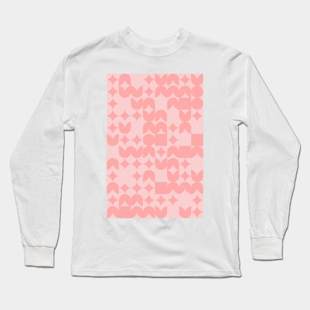 Girly Pinkish Geometric Pattern - Flowers & Stars #13 Long Sleeve T-Shirt by Trendy-Now